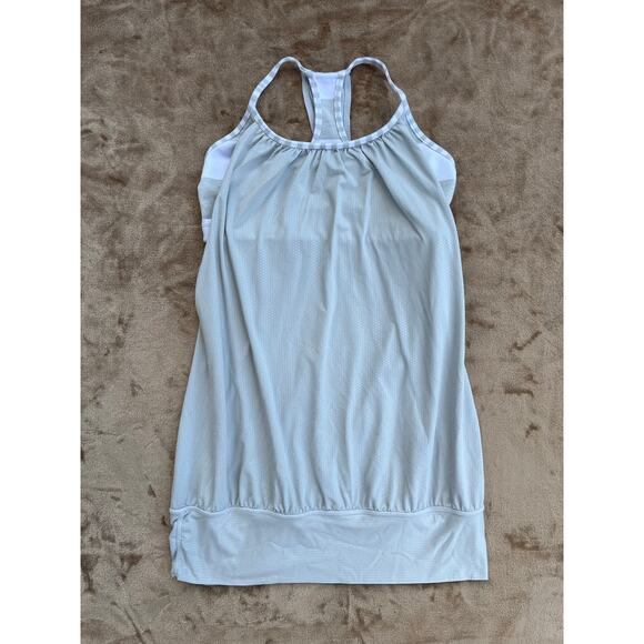 Lululemon Gray Stripe No Limits Tank Sports Bra Combo Women’s Size 6 - Picture 1 of 5